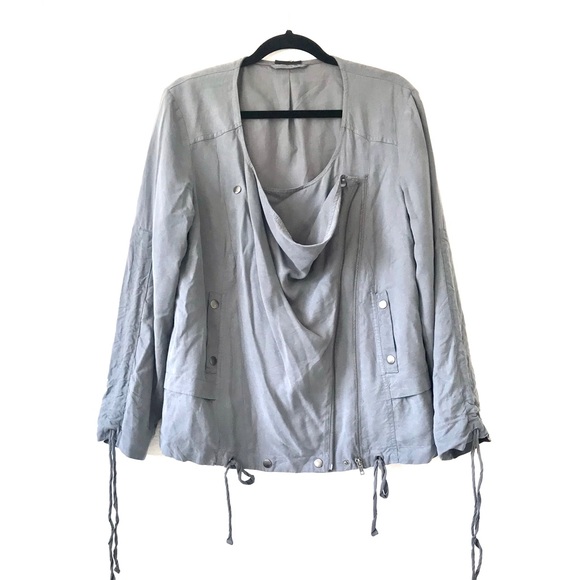 TopShop Biker Style Jacket Sz US6 S/M Grey Full Zp - Picture 1 of 7
